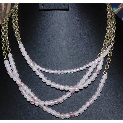 Multilayer Lolita Grunge Pink Beaded Chain Necklace