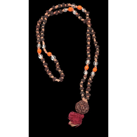 Bohemian Hippie Natural Dried Seed Beaded Necklace With Glass Accents