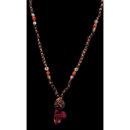 Bohemian Hippie Natural Dried Seed Beaded Necklace With Glass Accents