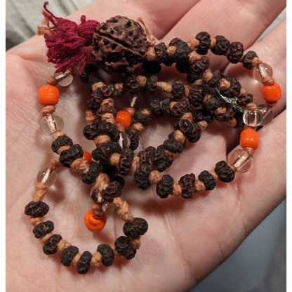 Bohemian Hippie Natural Dried Seed Beaded Necklace With Glass Accents