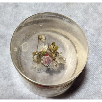 Vintage Handmade Dried Flowers And Faux Ladybug In Resin