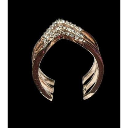 Elegant Glam Triple Chevron Gold Tone Rhinestone Ring