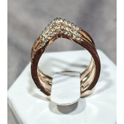 Elegant Glam Triple Chevron Gold Tone Rhinestone Ring