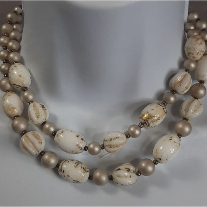 Vintage Boho Chic Double-Strand Neutral Tone Necklace