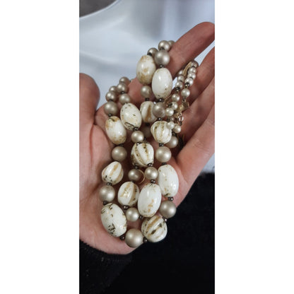 Vintage Boho Chic Double-Strand Neutral Tone Necklace