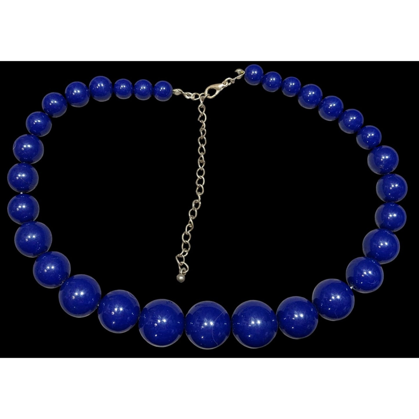 Retro Blue Beaded Necklace With Adjustable Chain Clasp