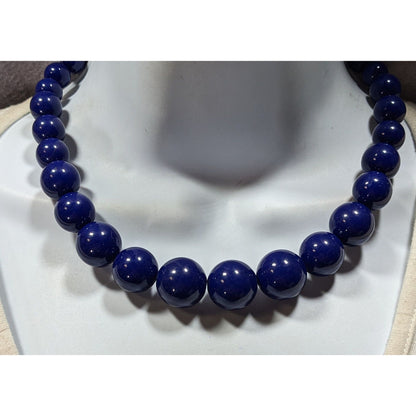 Retro Blue Beaded Necklace With Adjustable Chain Clasp