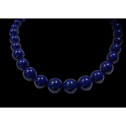 Retro Blue Beaded Necklace With Adjustable Chain Clasp