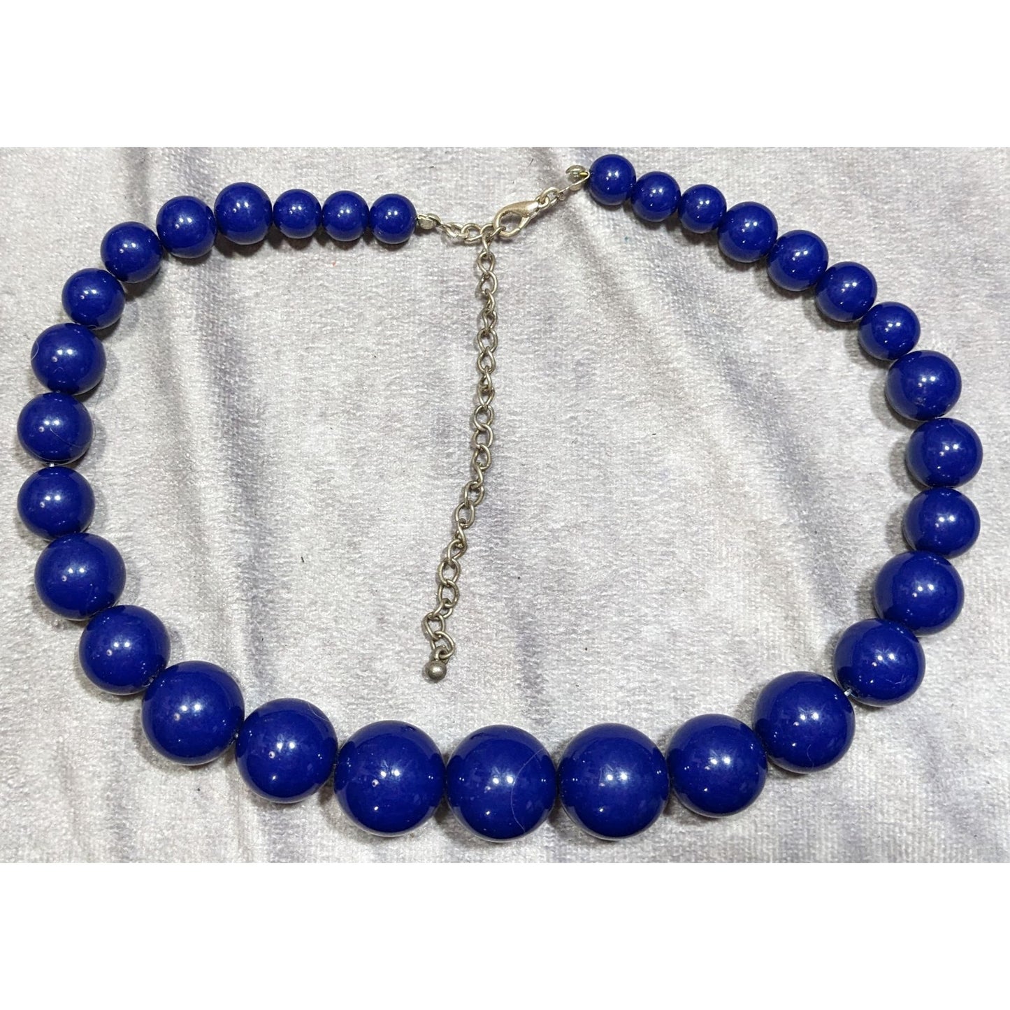 Retro Blue Beaded Necklace With Adjustable Chain Clasp