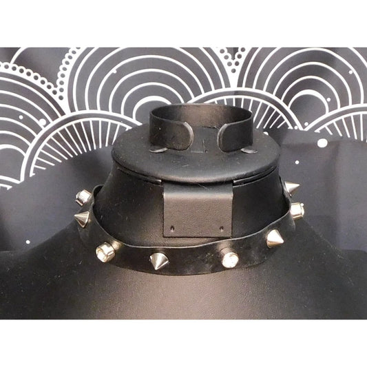 Gothic Spike And Gem Studded Faux Leather Choker