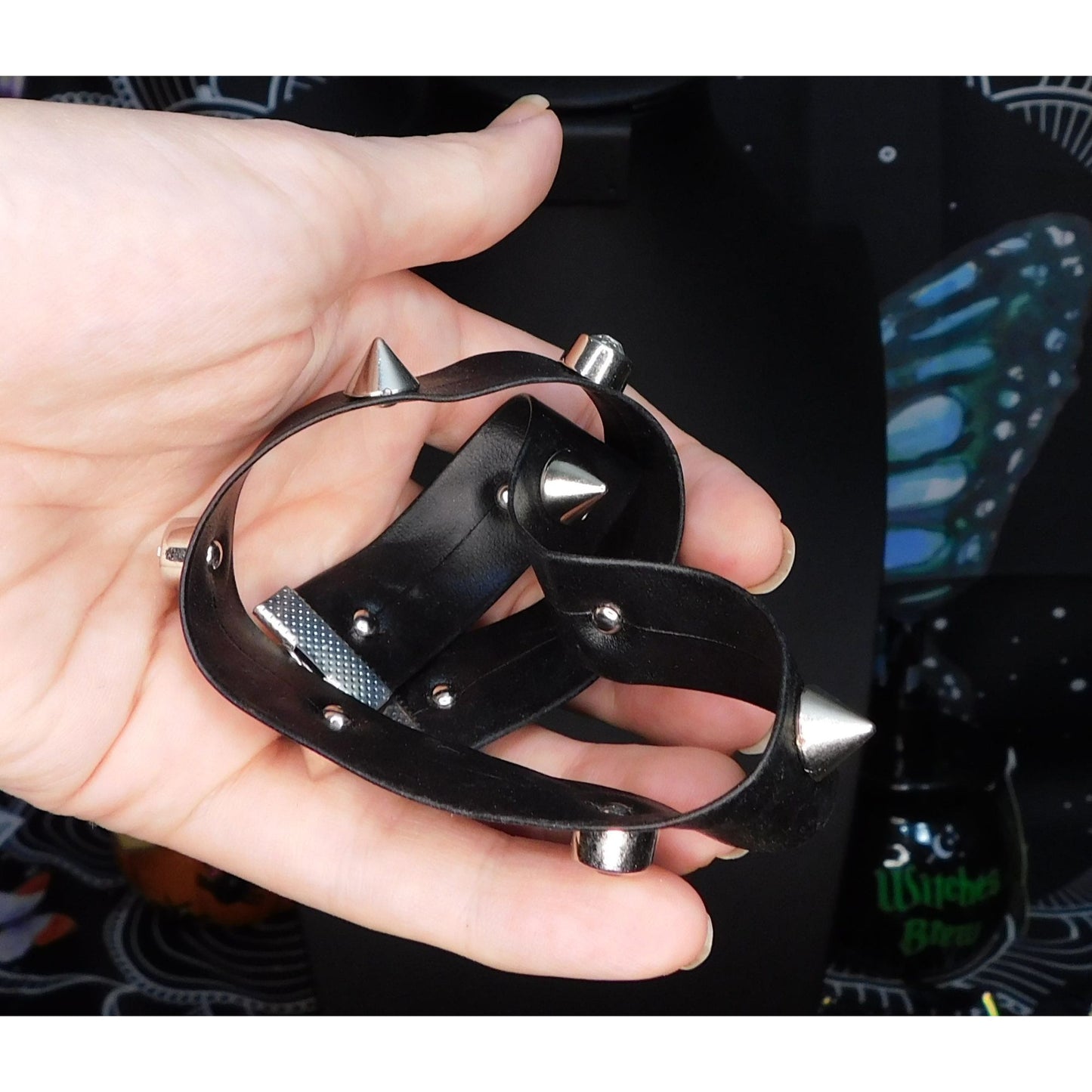 Gothic Spike And Gem Studded Faux Leather Choker