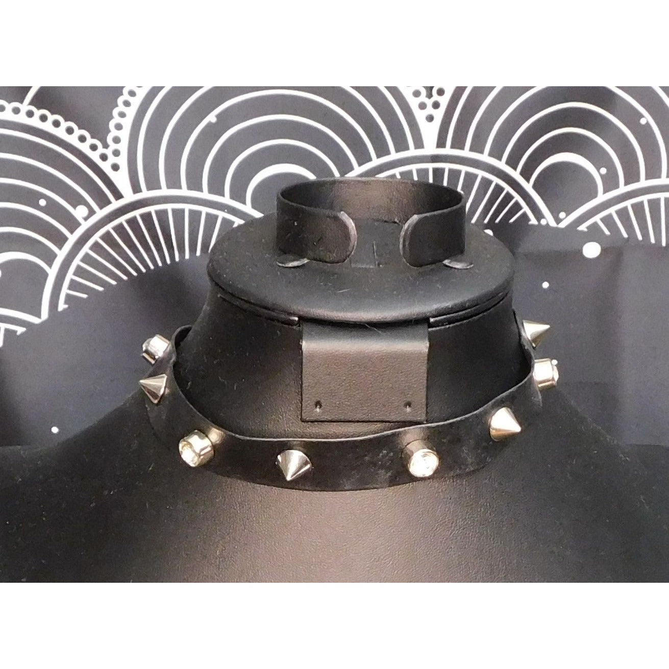 Gothic Spike And Gem Studded Faux Leather Choker