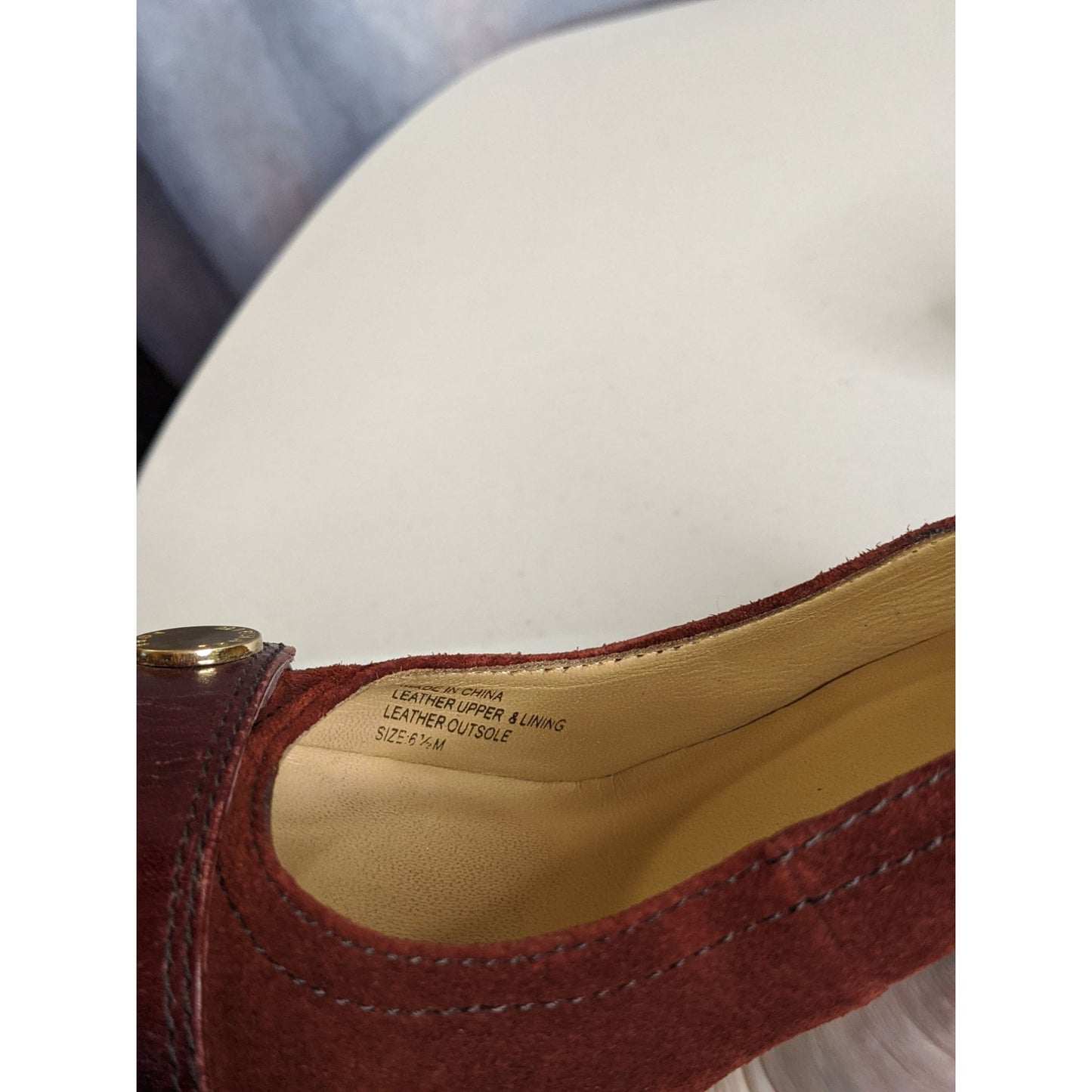 Michael Michael Kors Burnt Sienna Suede Heels With Gold Detail