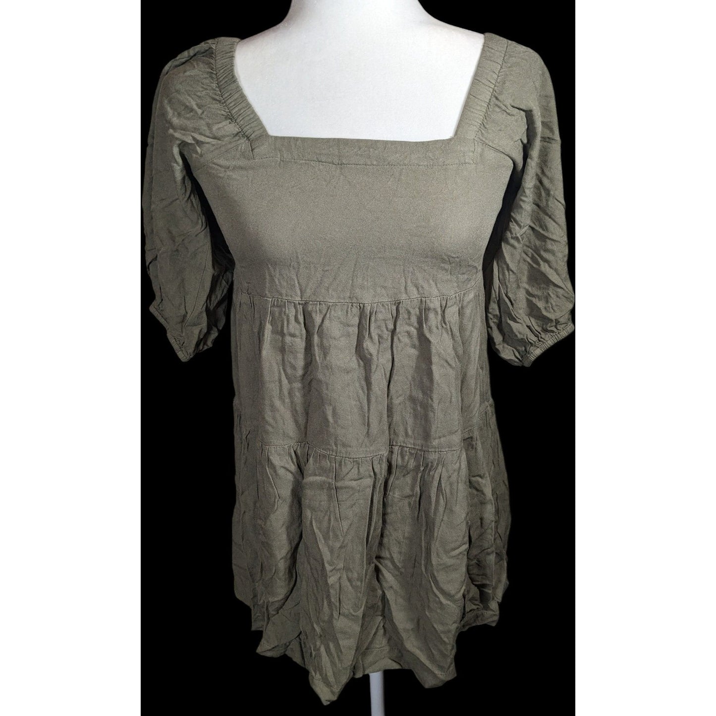 Beyond Words Bohemian Muted Olive Peasant Top
