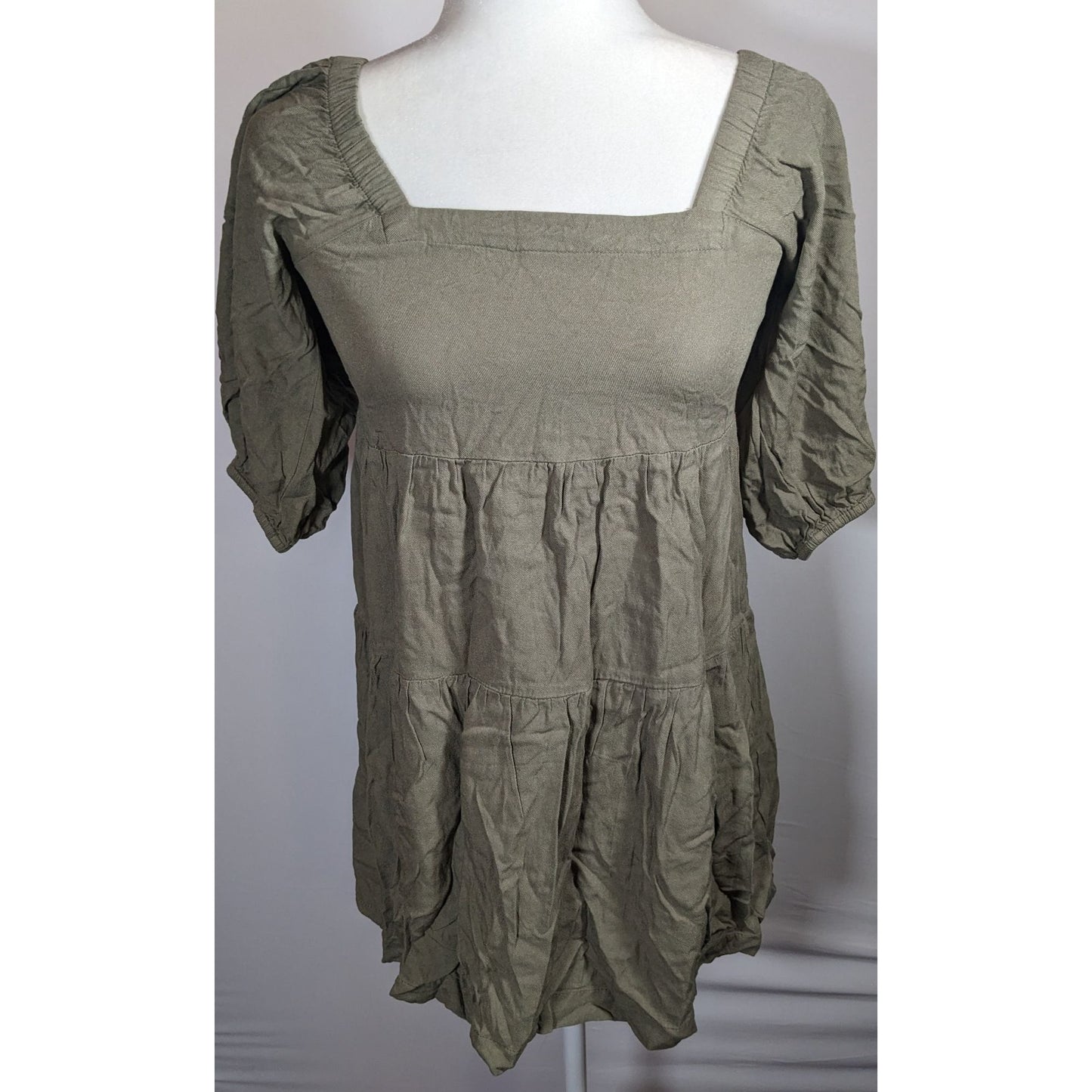 Beyond Words Bohemian Muted Olive Peasant Top