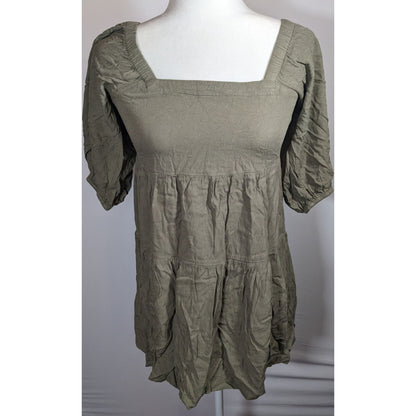 Beyond Words Bohemian Muted Olive Peasant Top