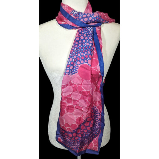 Vintage Cesandre Paris Pink And Purple Abstract Bubble Scarf