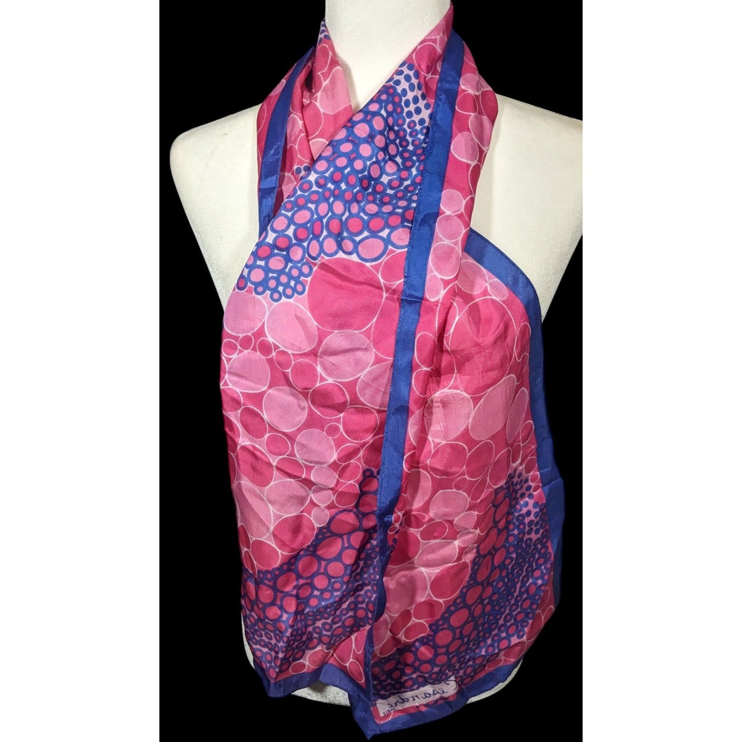 Vintage Cesandre Paris Pink And Purple Abstract Bubble Scarf