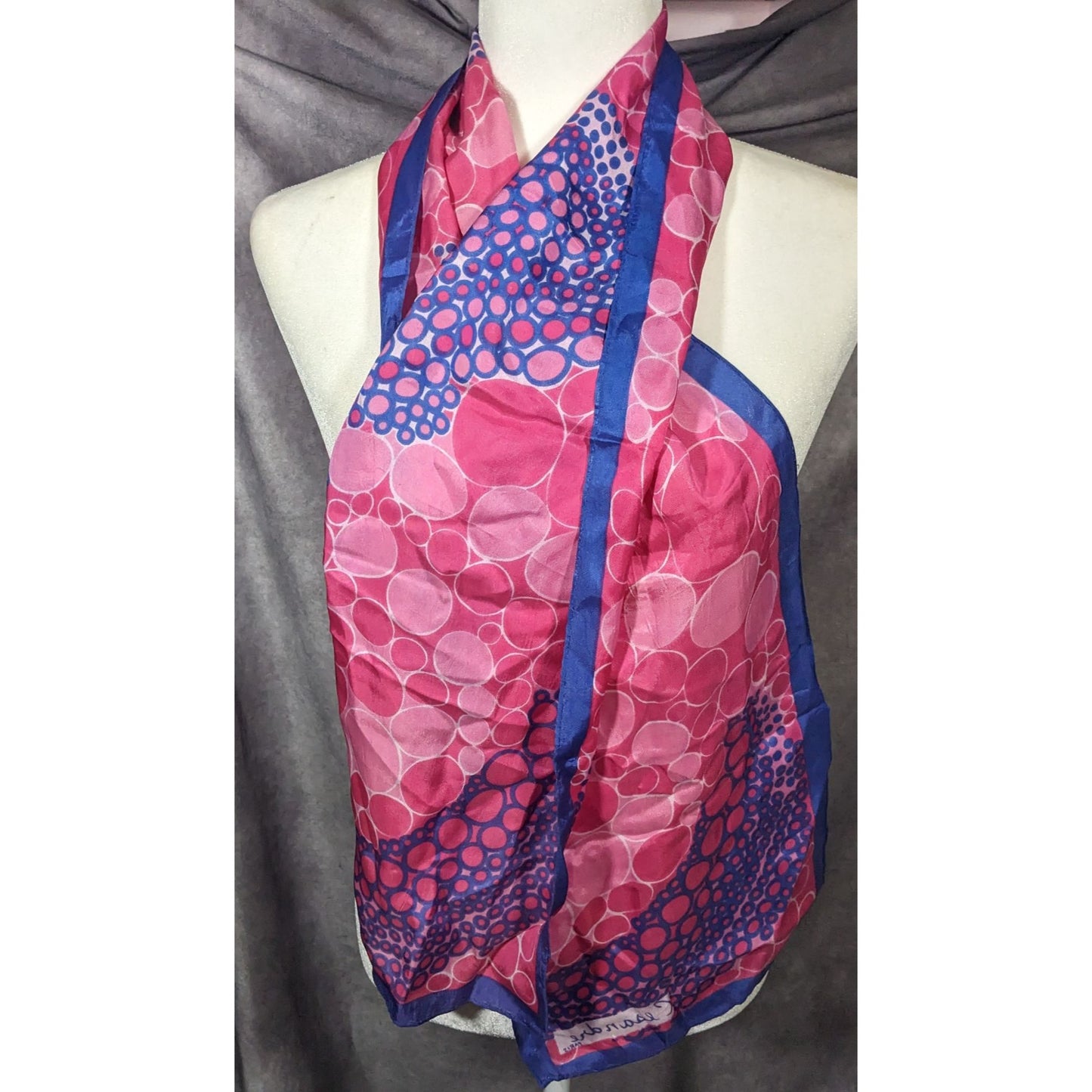 Vintage Cesandre Paris Pink And Purple Abstract Bubble Scarf