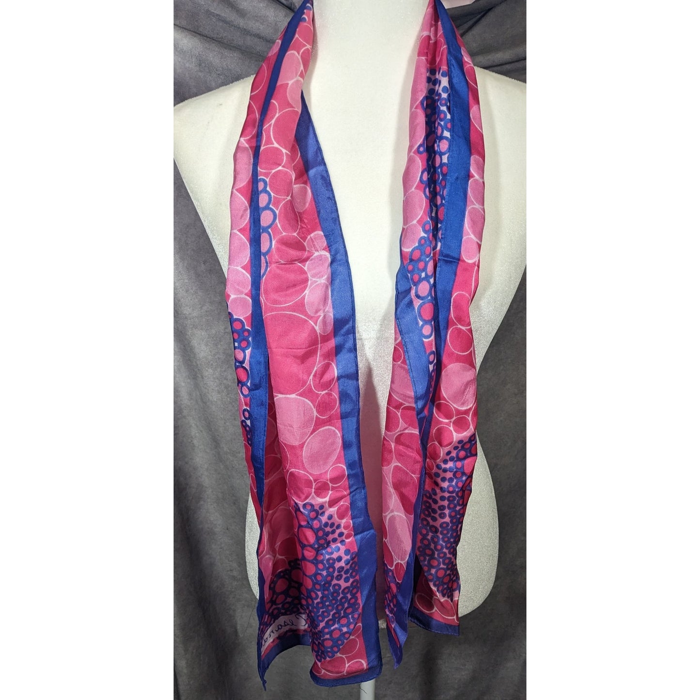 Vintage Cesandre Paris Pink And Purple Abstract Bubble Scarf