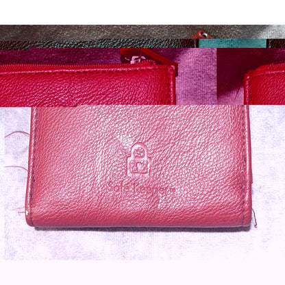 Red Pebbled Faux Leather RFID Wallet by Safe Keeper