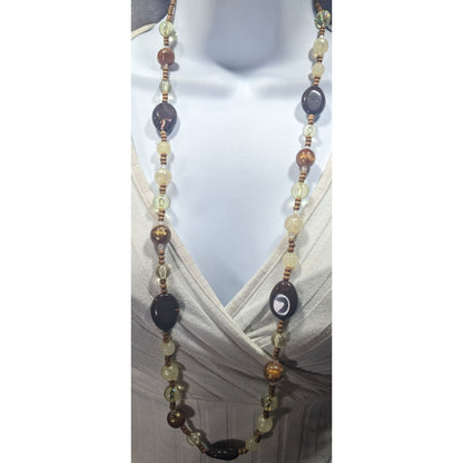 Bohemian Earth Tone Acrylic And Wood Beaded Necklace