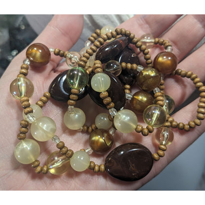 Bohemian Earth Tone Acrylic And Wood Beaded Necklace