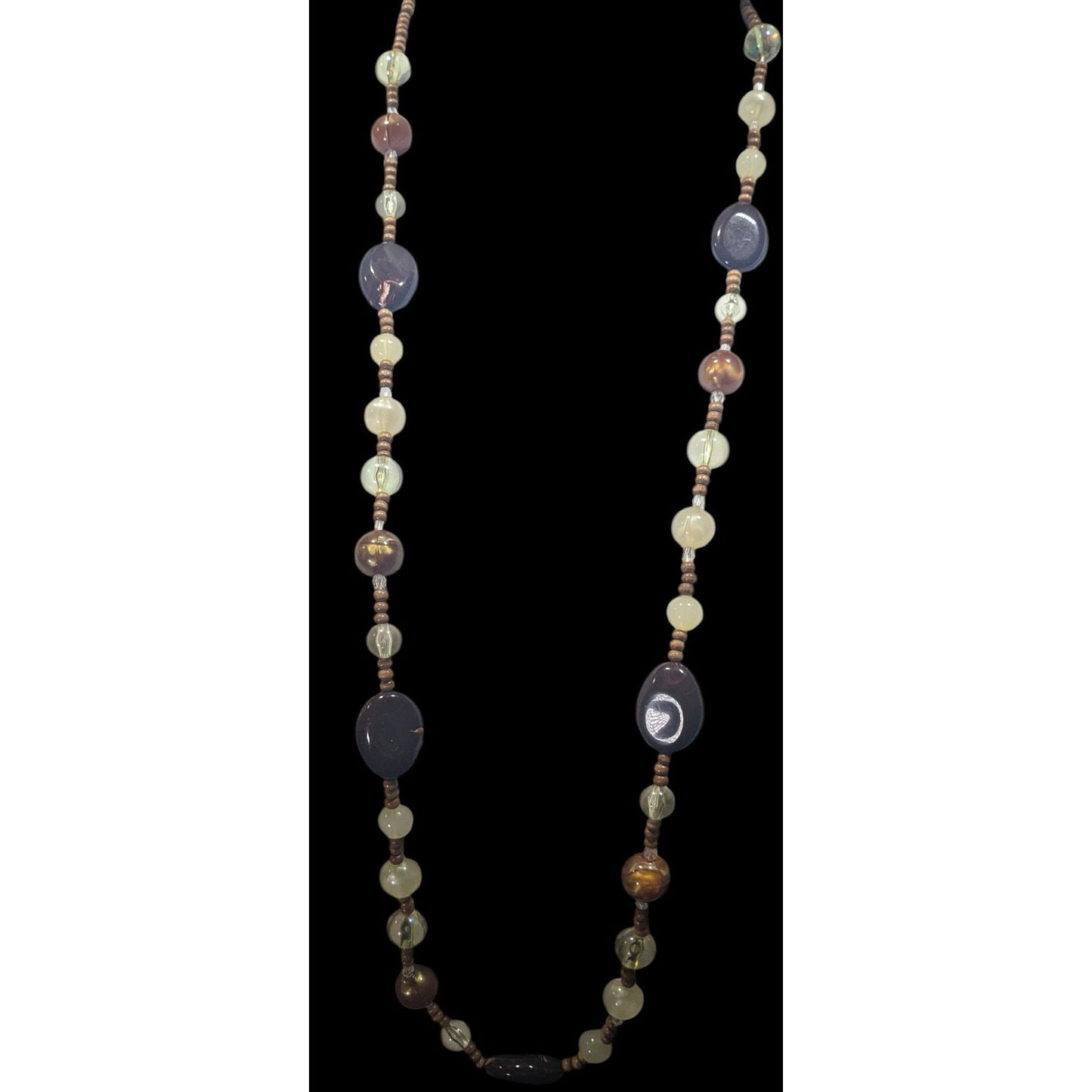 Bohemian Earth Tone Acrylic And Wood Beaded Necklace