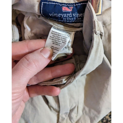 Vineyard Vines Mens Khaki Cotton Blend Chino Shorts With Button Closure