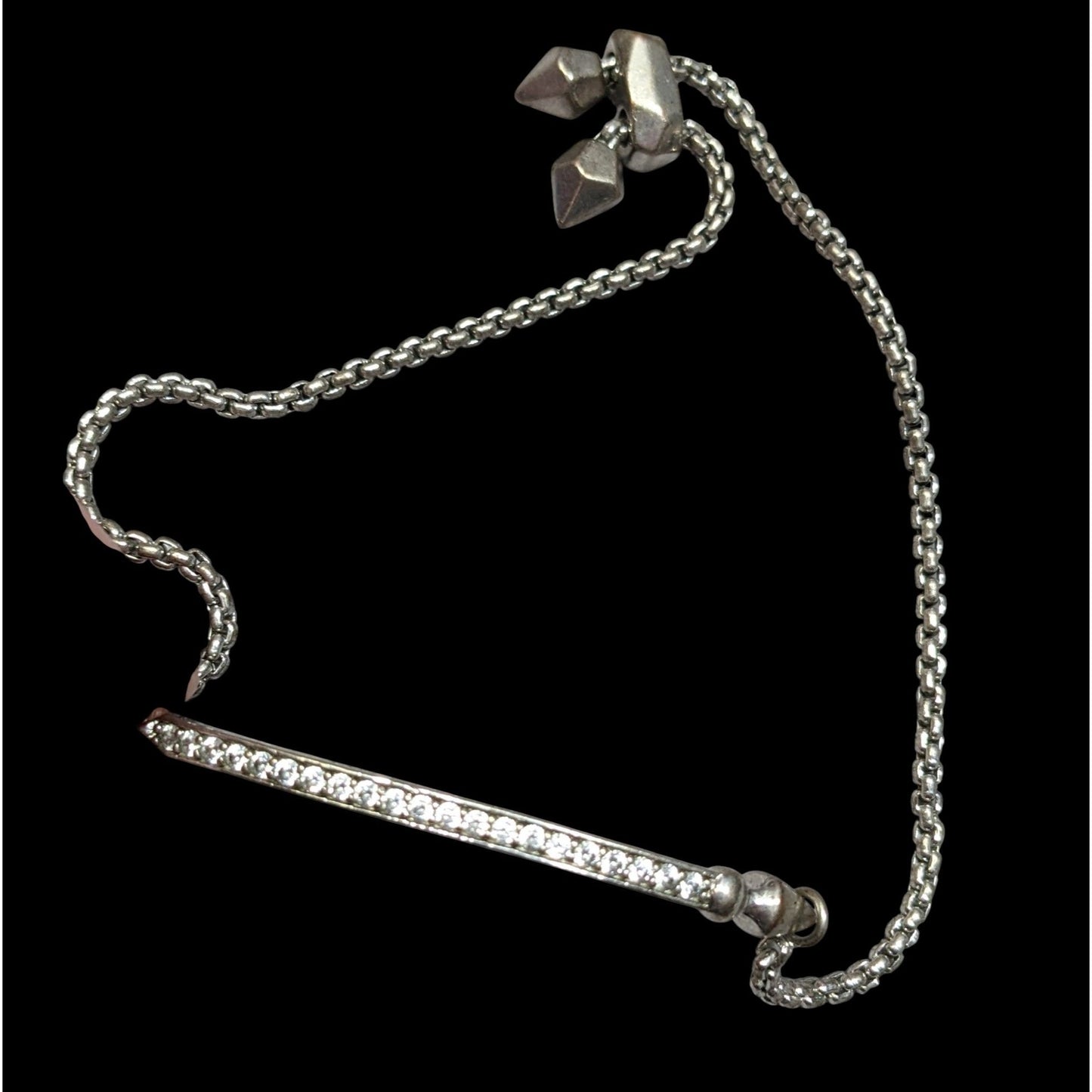 Kendra Scott Silver-Tone Adjustable Bracelet With Rhinestone Bar