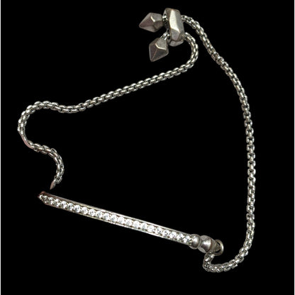 Kendra Scott Silver-Tone Adjustable Bracelet With Rhinestone Bar