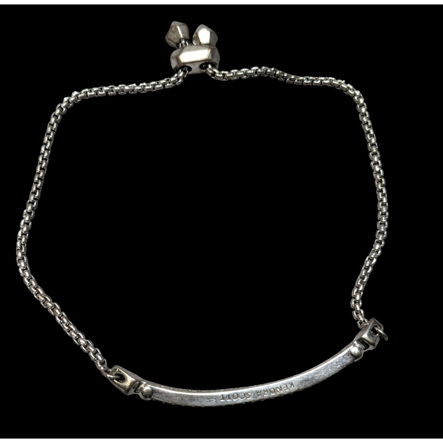 Kendra Scott Silver-Tone Adjustable Bracelet With Rhinestone Bar