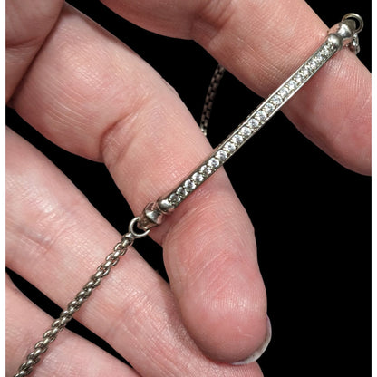 Kendra Scott Silver-Tone Adjustable Bracelet With Rhinestone Bar