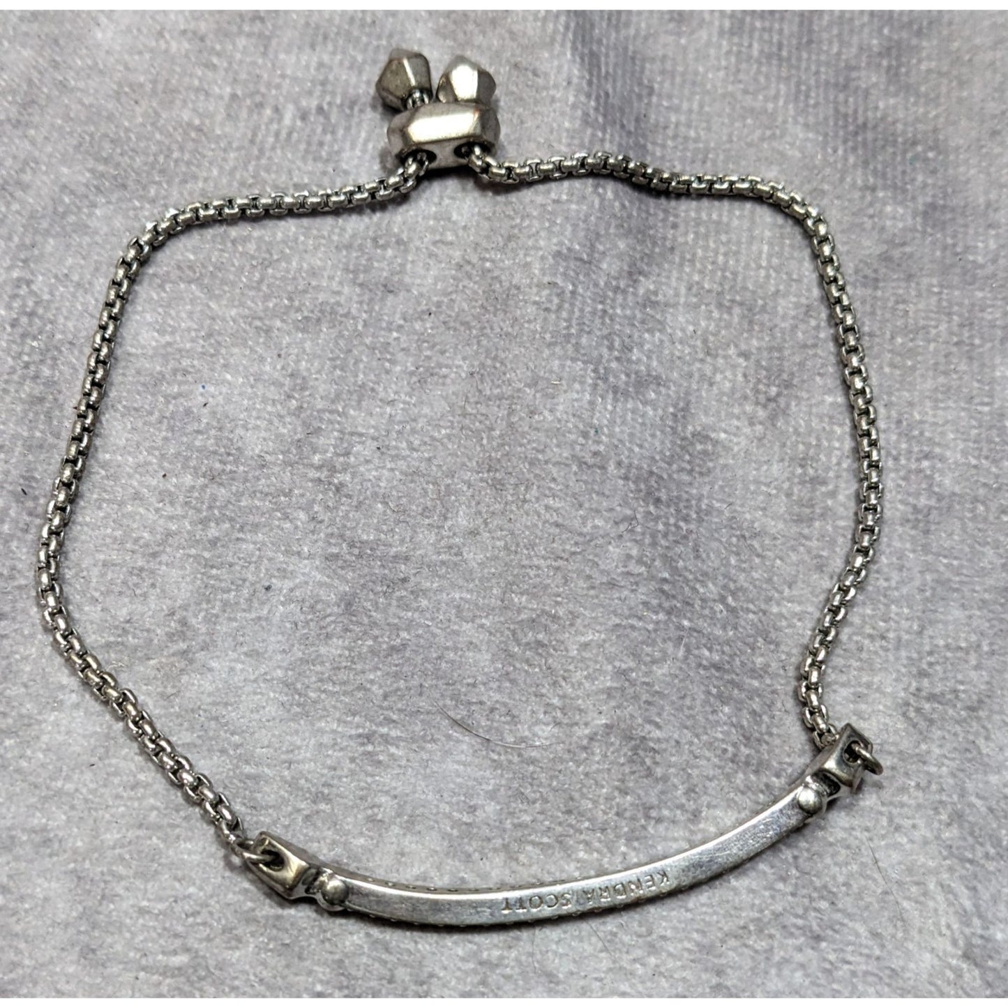 Kendra Scott Silver-Tone Adjustable Bracelet With Rhinestone Bar