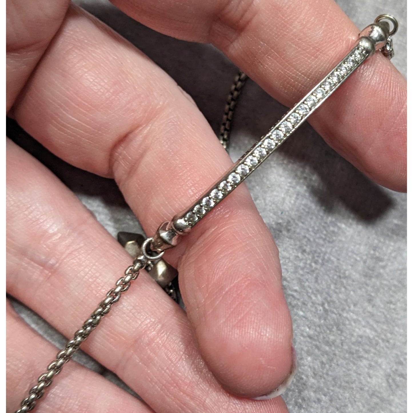 Kendra Scott Silver-Tone Adjustable Bracelet With Rhinestone Bar