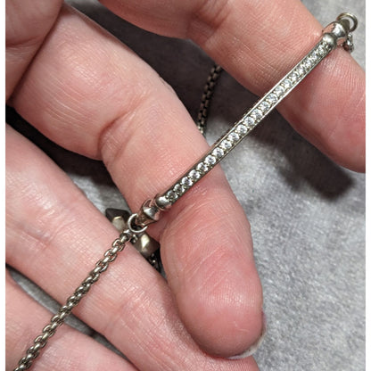 Kendra Scott Silver-Tone Adjustable Bracelet With Rhinestone Bar