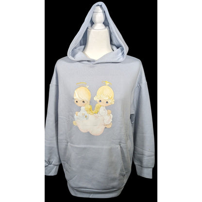 Precious Moments Angel Light Blue Super Soft Oversized Hoodie Size Small
