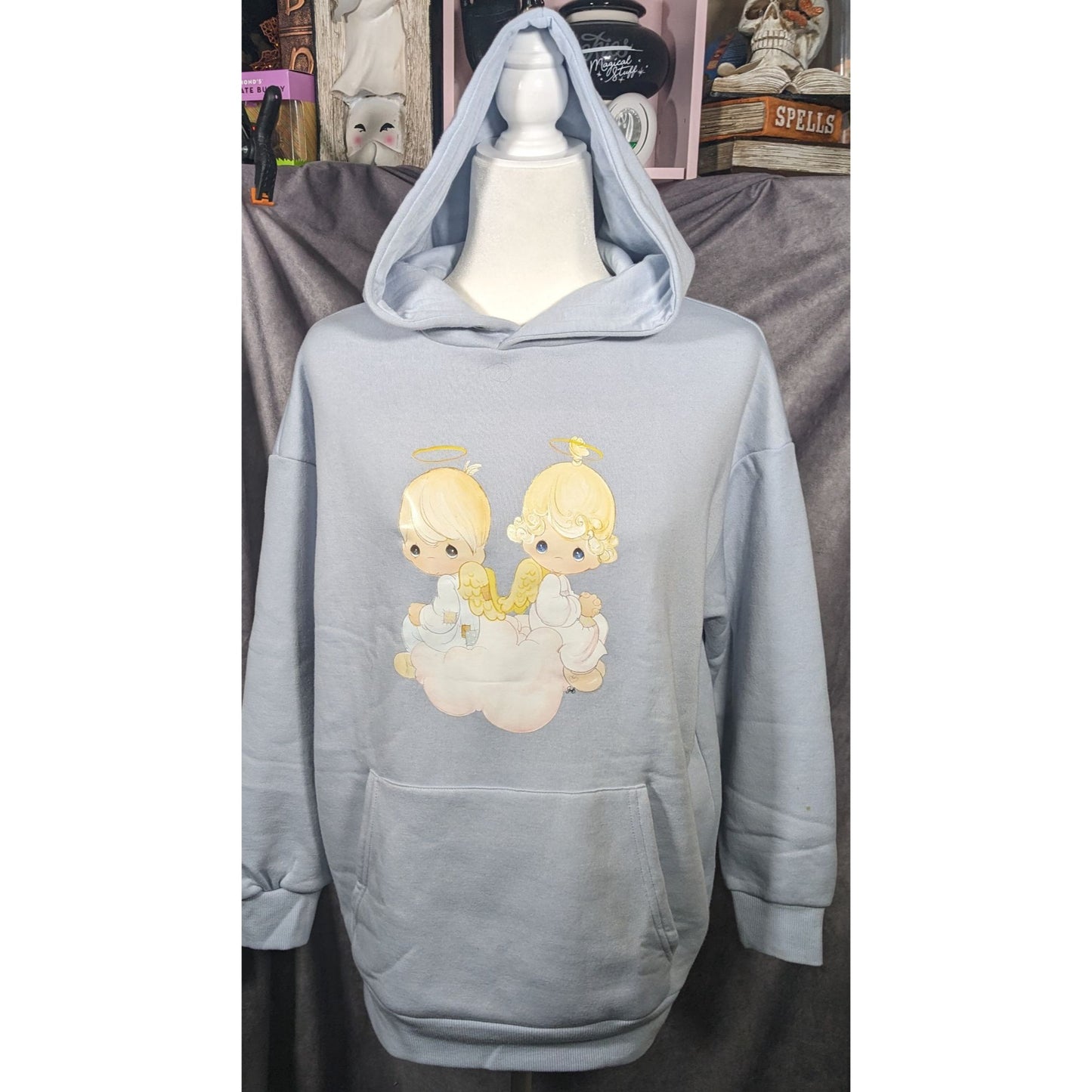 Precious Moments Angel Light Blue Super Soft Oversized Hoodie Size Small
