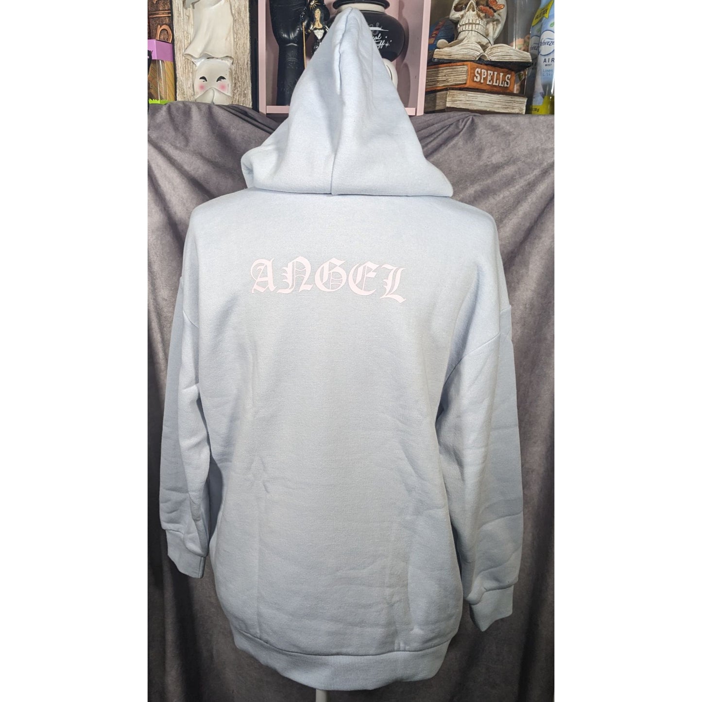 Precious Moments Angel Light Blue Super Soft Oversized Hoodie Size Small