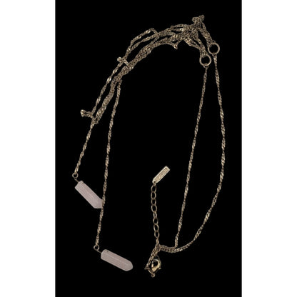 Boho Y2K Sugarfix Rose Quartz Double Drop Gold Layered Chain Necklace