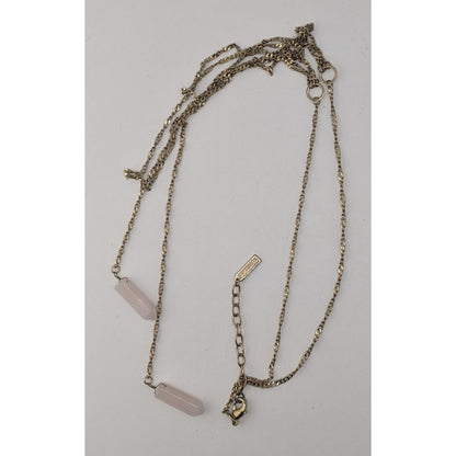 Boho Y2K Sugarfix Rose Quartz Double Drop Gold Layered Chain Necklace