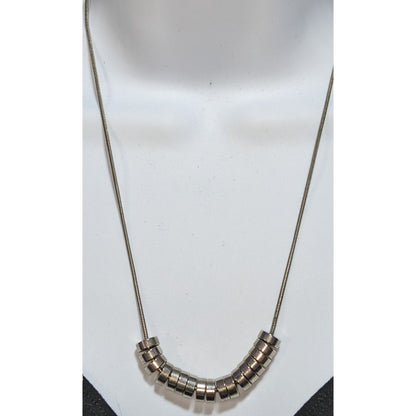 Minimalist Modern Silver-Tone Disc Beaded Necklace