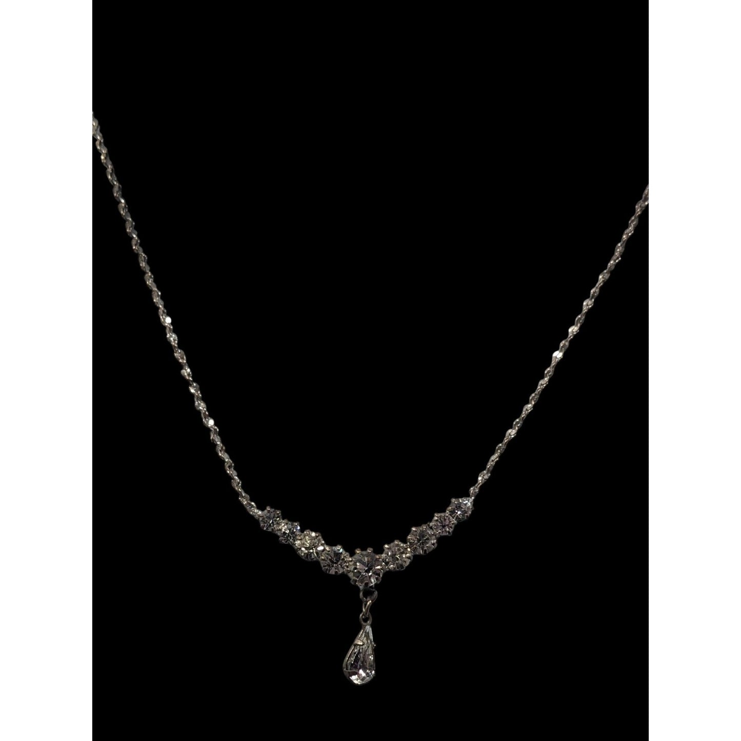 Claires Y2K Rhinestone Glam Prom Necklace