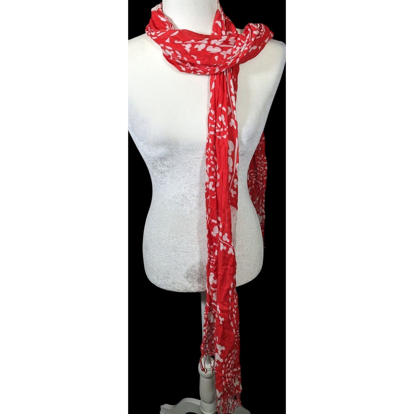 Disney Mickey Mouse Red And White Lightweight Scarf