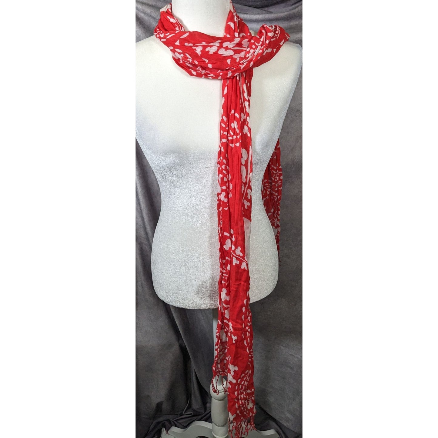 Disney Mickey Mouse Red And White Lightweight Scarf