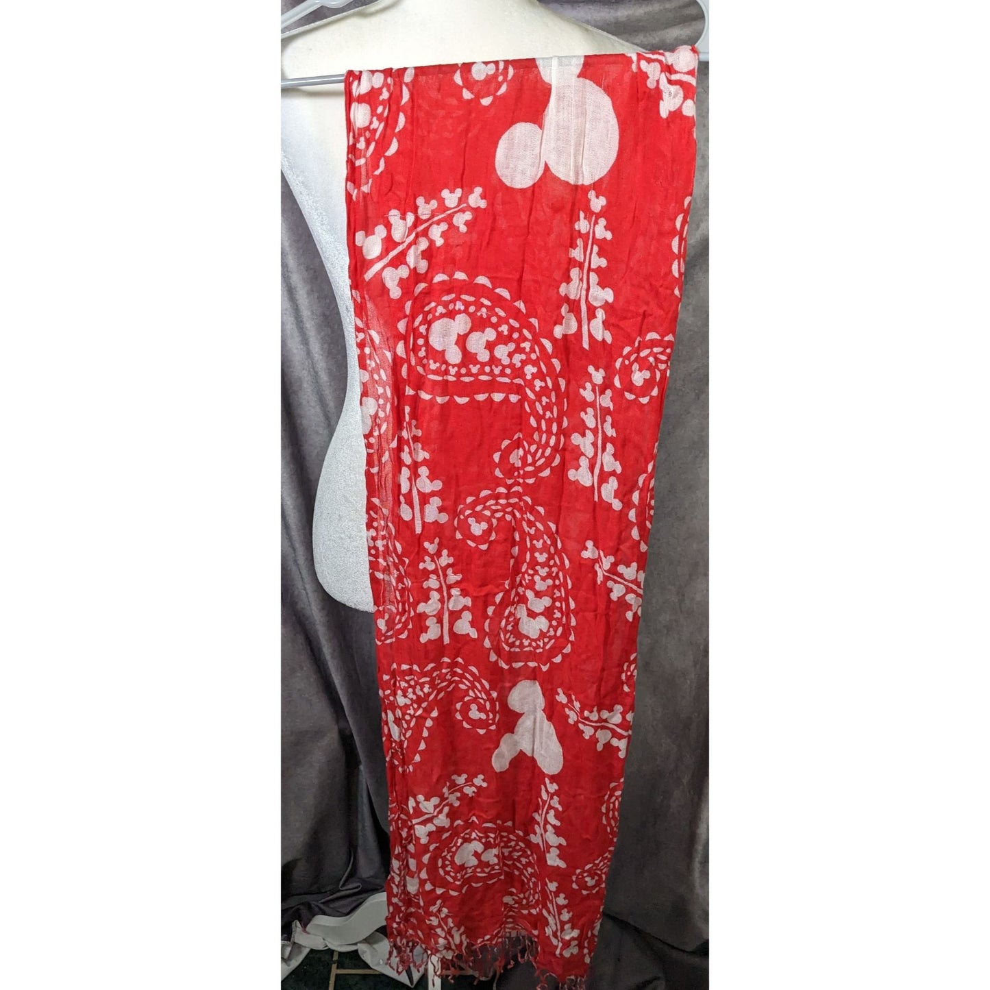 Disney Mickey Mouse Red And White Lightweight Scarf