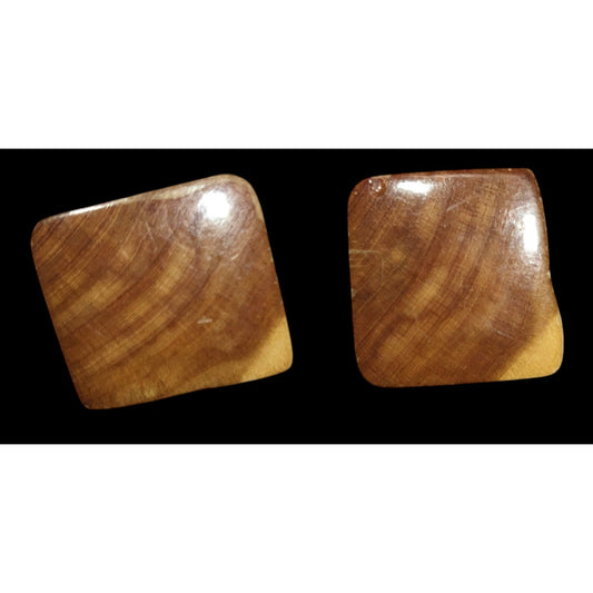 Vintage Brown Wood Square Retro Cuff Links