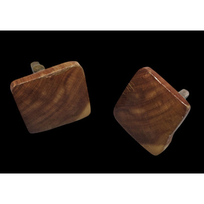 Vintage Brown Wood Square Retro Cuff Links
