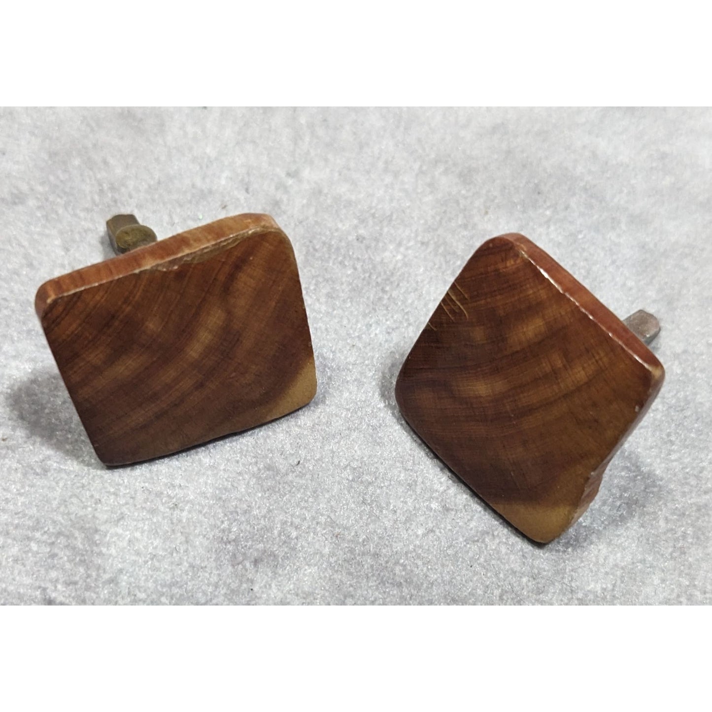 Vintage Brown Wood Square Retro Cuff Links