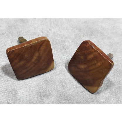 Vintage Brown Wood Square Retro Cuff Links